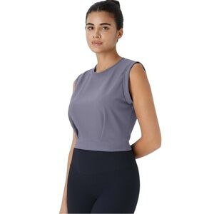 NWT HALARA Light Gray Violet Crew Neck Sleeveless Cropped Yoga Tank‎ Top - M